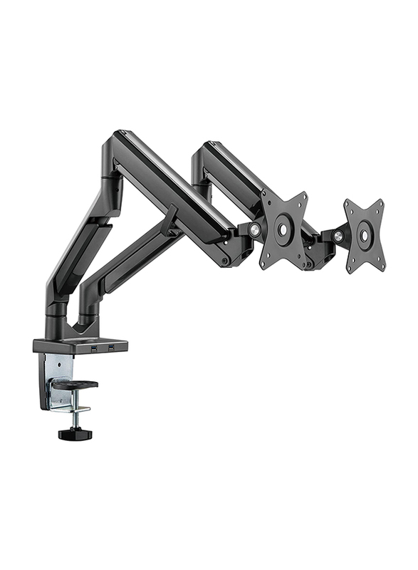 Navodesk Premium Quality Dual Monitor Control Arms with Gas Spring Tech & USB Hub, Grey