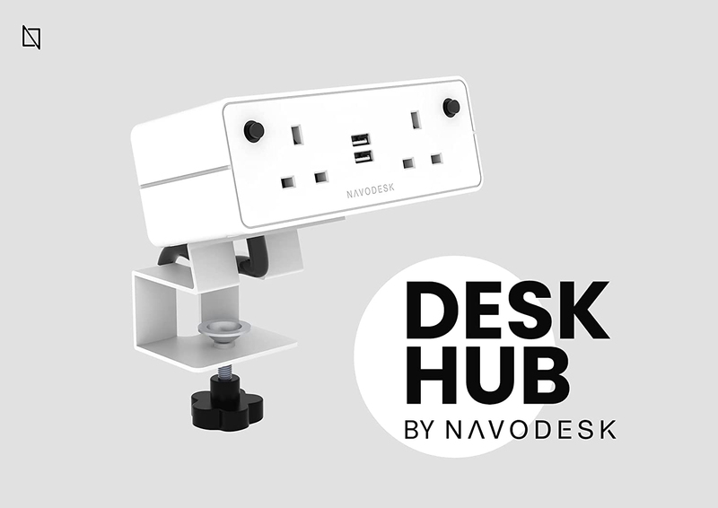 Navodesk 2 Way Power Extension Strip with USB Charging Ports and 1.8m Cord, White
