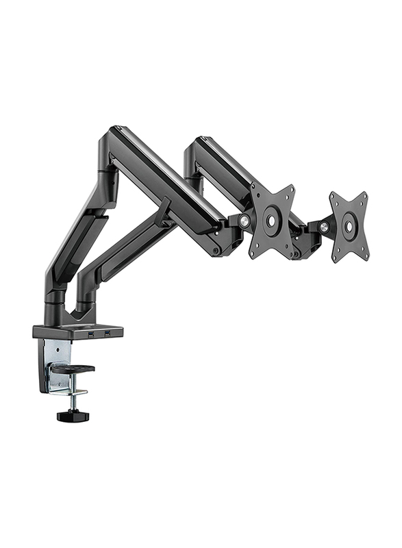 Navodesk Premium Quality Ergonomic Monitor Desk Mount with Gas Spring Tech & USB Hub, Grey