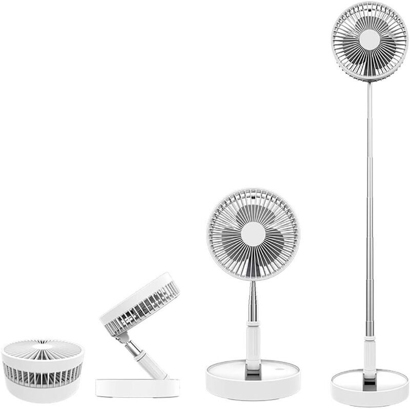 

Generic USB Rechargeable Folding Pedestal Stand Fan (7200mAh, White)