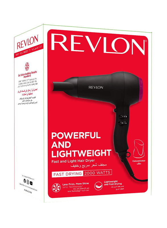 , Revlon ARB1 Fast and Light Hair Dryer, 2000W, RVDR5823, Black