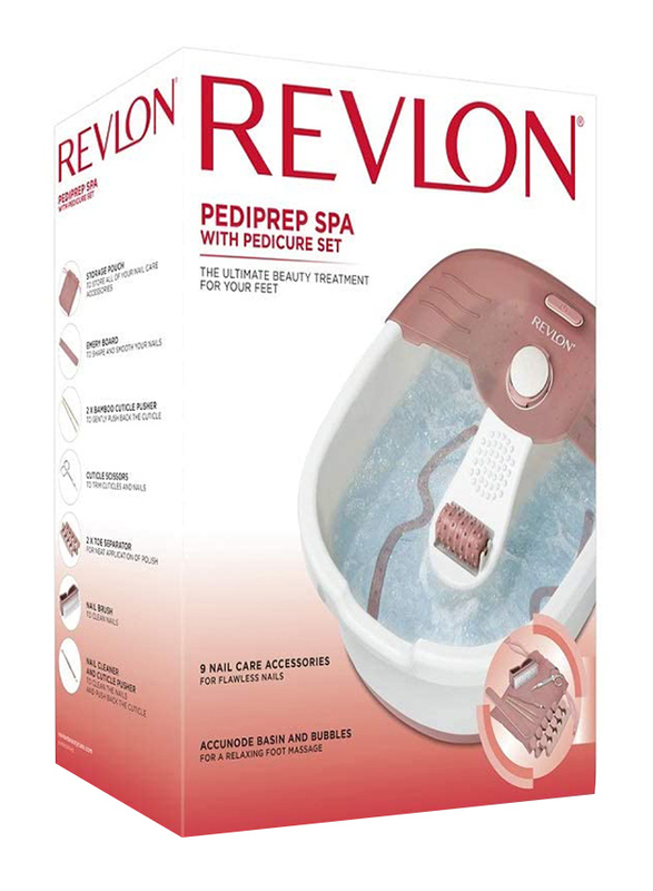Revlon Pediprep Foot Spa with Nailcare Set, Red/White