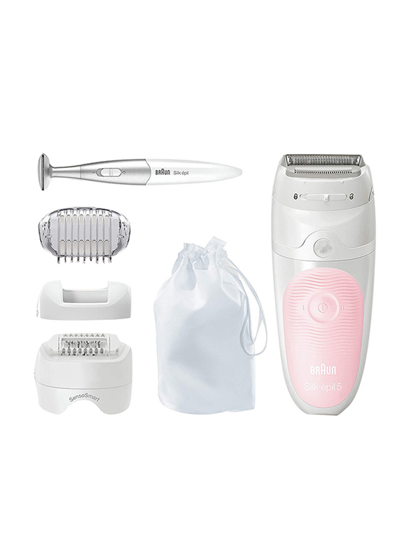 Braun Silk-epil 5 Wet & Dry Epilator, SES 5820, White/Pink