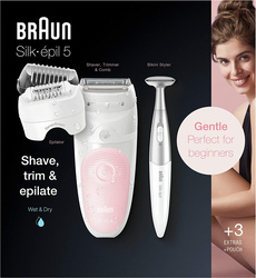 Braun Silk-epil 5 Wet & Dry Epilator, SES 5820, White/Pink