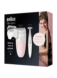 Braun Silk-epil 5 Wet & Dry Epilator, SES 5820, White/Pink