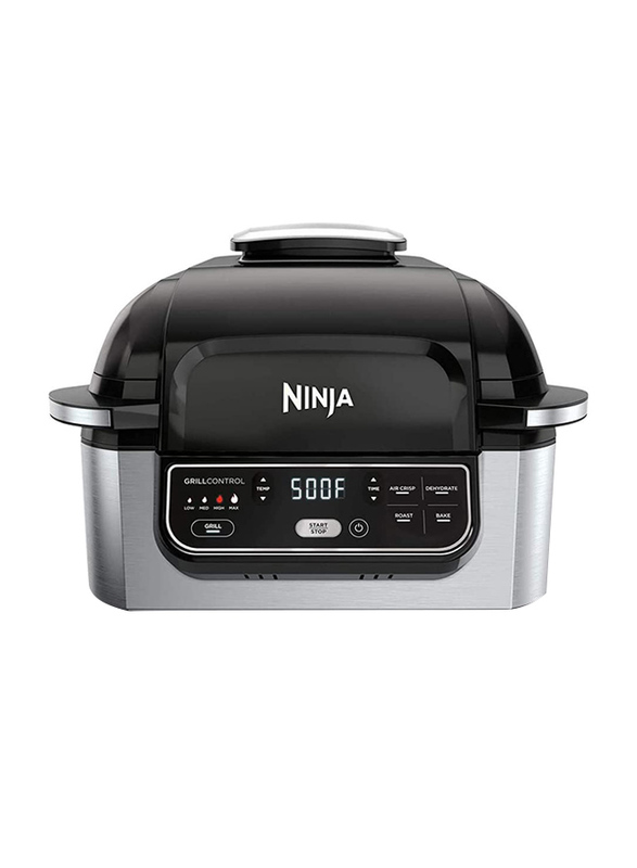 Nutri Ninja Foodi 5 in 1 Indoor Electric Grill with 4 Quart Air Fryer, 1760W, AG 301, Silver