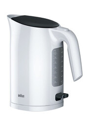 Braun PurEase 1.7L Electric Plastic Kettle, 3000W, WK 3110 Wh, White