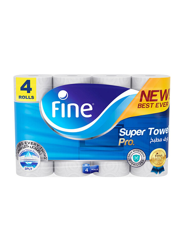 

Fine Towel Household Fine Super Towel Pro 3 Ply x 60 sheets x 4 Pcs