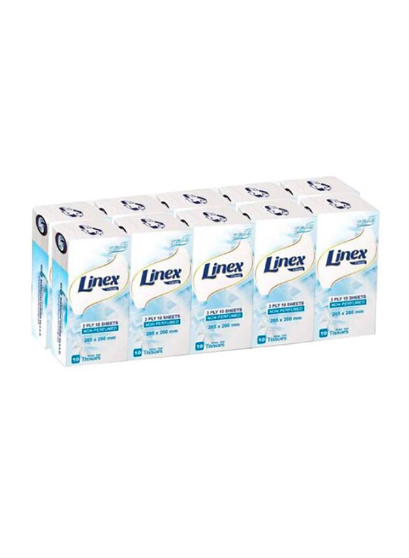 

Linex 3 Ply Classic Non Perfumed Tissue Box, 10 Sheets 205x200mm x Pack of 10