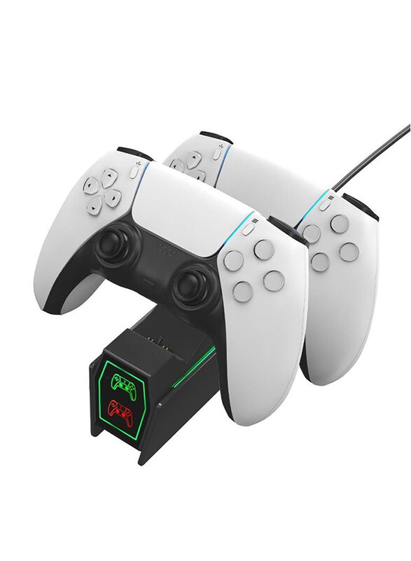

AMJ Fast Charging Dock for PlayStation PS5 Dualsense Controller with Cables & LED Indication, IV-P5243, Black