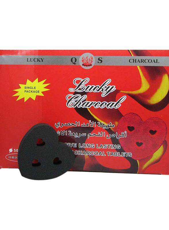 Lucky 20-Piece 50mm Heart Shaped Quick Light Charcoal Tablets, Black