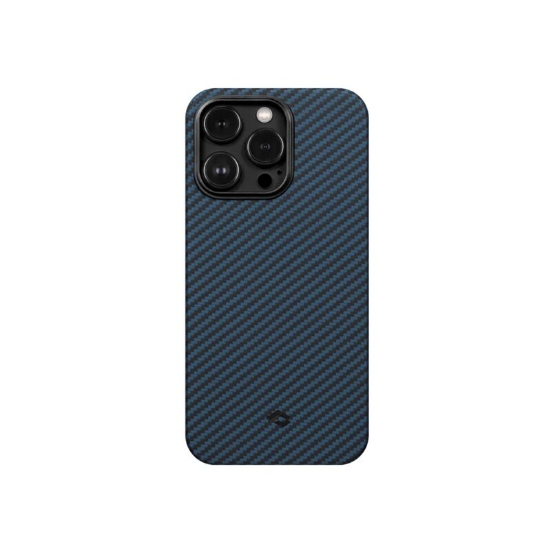 

Pitaka MagEZ Case 3 thinnest and lightest MagSafe compatible aramid fiber phone case for iPhone 14 Pro Black/ Blue (Twill) 1500D