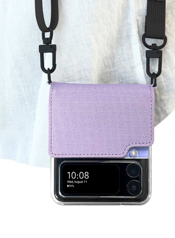 

Canvas Diary Colorful Fabric Flip Cover Compatible with Samsung Galaxy Z Flip 4 5G Gorgeous Case with Comfortable Shoulder Strap Purple