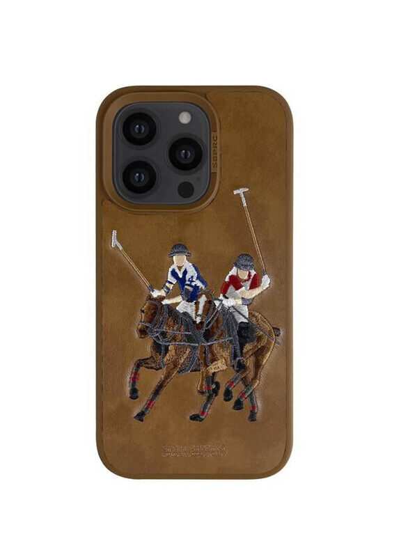 

Santa Barbara Polo & Racquet Club Jocket Series PU leather Embroidery Classic Phone Case compatible with iPhone 14 Pro Max - Brown