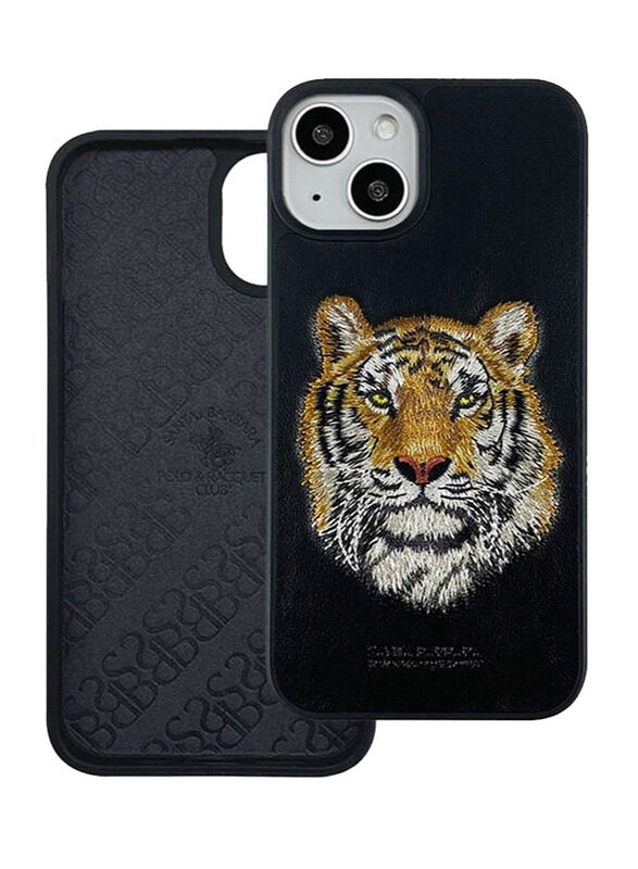 

Santa Barbara Polo & Racquet Club Savana Series Tiger Apple iPhone 13 Pro Embroidered Back Case Cover, Black