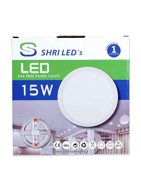  LED's Round Panel Light recessed , 15W, White Smart Sense Shri
