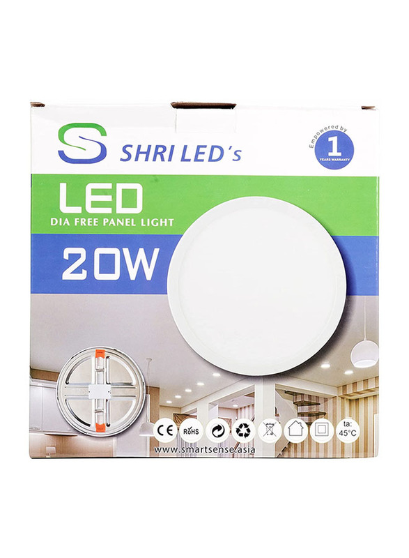  LED's Round Panel Light recessed , 20W, White Smart Sense Shri