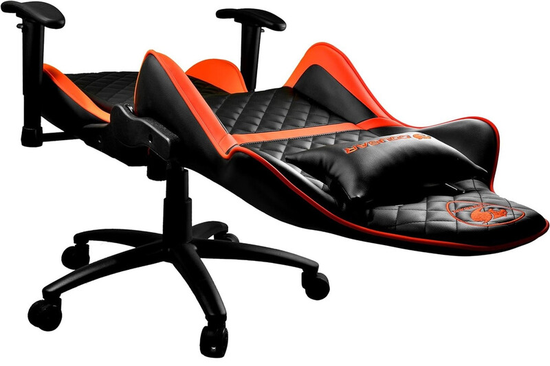 Cougar Gaming Chair Armor One, Steel-Frame, Breathable Pvc Leather, 180° Recliner System, 120Kg Weight Capacity, 2D Adjustable Arm-Rest, Steel 5-Star Base,Orange,3MARONXB.0001