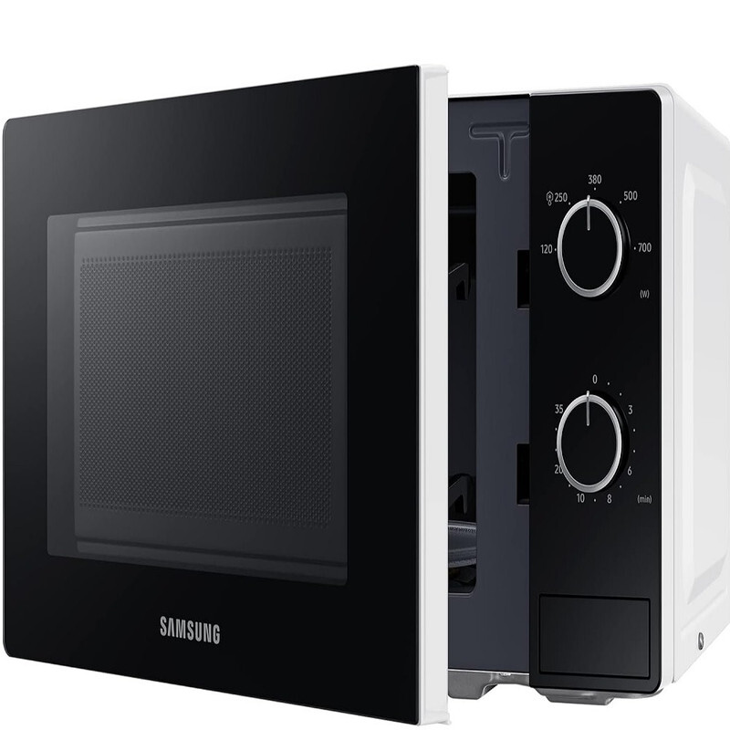 Samsung Solo Microwave Oven with Full Glass Door, 20L, White, Dual Dial, MS20A3010AH
