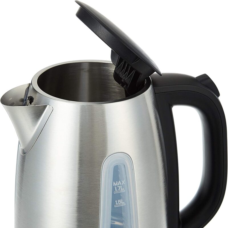 Black+Decker 1.7L Cordless Electric Kettle with Water-Level Indicator, 2200W, JC450-B5, Silver