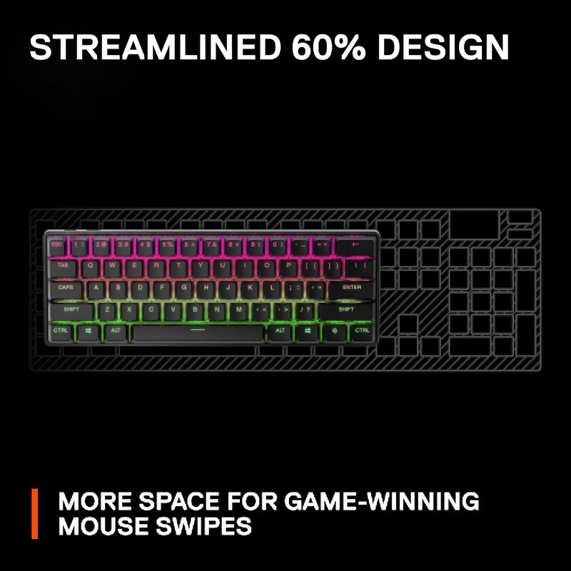 SteelSeries Apex Pro Mini Wireless Mechanical Gaming Keyboard , World’s Fastest Keyboard , Adjustable Actuation,Compact 60% Form Factor ,RGB ,PBT Keycaps , Bluetooth 5.0 ,2.4GHz , USB-C