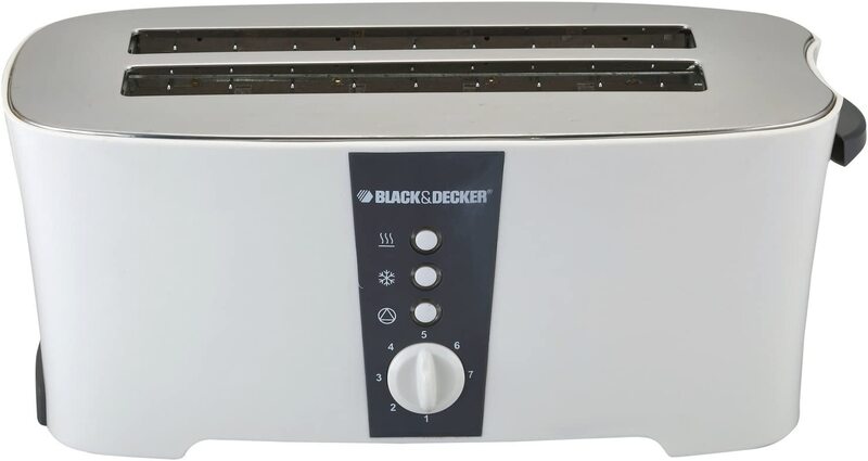 Black+Decker 4 Slice Cool Touch Toaster, 1350W, ET124-B5, White