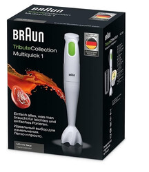 Braun Hand Blender Multiquick 1 450W With 600Ml Bpa-Free Beaker, Splashcontrol & Powerbell Technology MQ 100 Soup White