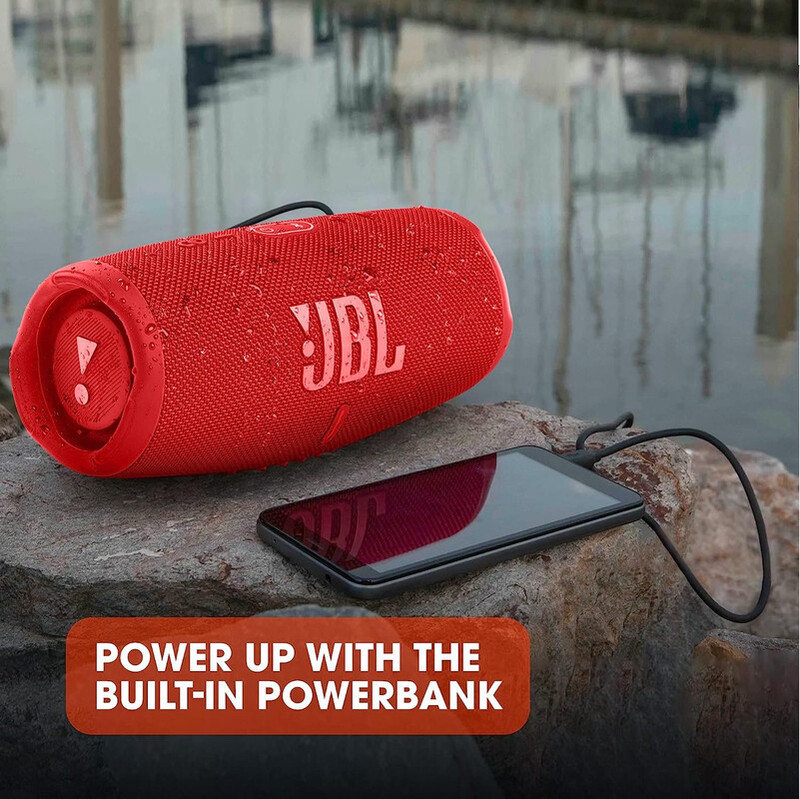JBL Charge 5 Portable Speaker, Built-In Powerbank, Powerful JBL Pro Sound, Dual Bass Radiators, 20H of Battery, IP67 Waterproof and Dustproof, Wireless Streaming, Dual Connect - Red, JBLCHARGE5RED