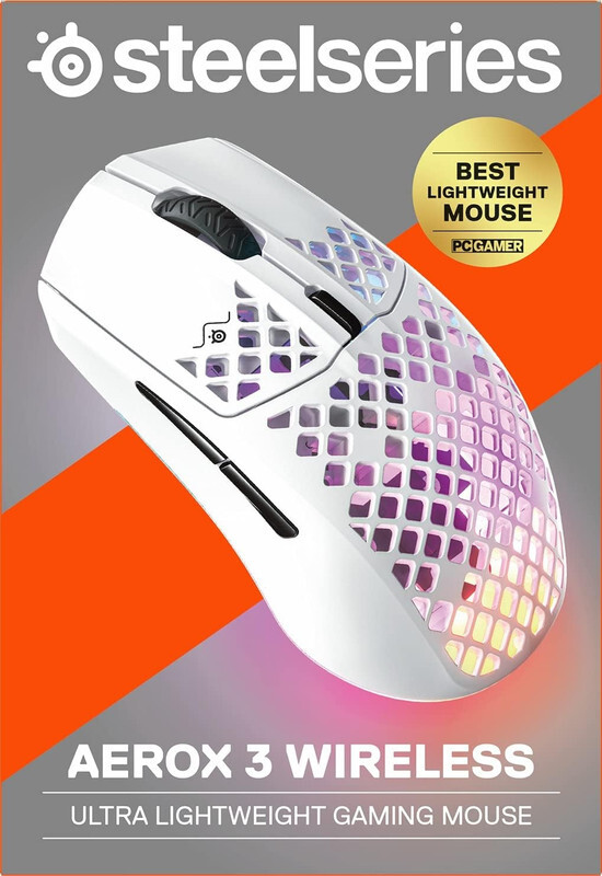 Steelseries Aerox 3 Wireless Snow (2022)  Super Light Gaming Mouse, 68G,Water Resistant Design , 200 Hour Battery Life