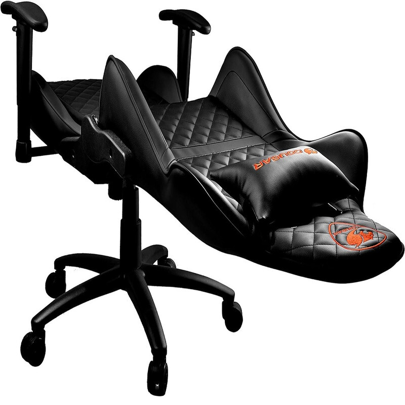 Cougar Gaming Chair Armor One, Steel-Frame, Breathable Pvc Leather, 180° Recliner System, 120Kg Weight Capacity, 2D Adjustable Arm-Rest, Steel 5-Star Base - Black,3MAOBNXB.0003