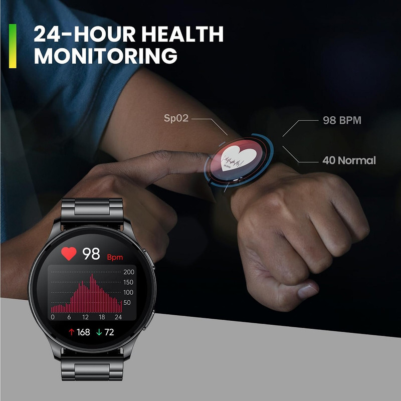 Amazfit Pop 3R Smart Watch, 1.43 inch AMOLED Display, Bluetooth Calling, SpO2, 12-Day Battery Life, AI Voice Assistance, 100 Sports Modes, 24H HR Monitor, Music Control ,Metallic Sliver
