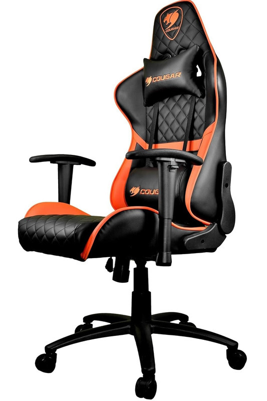 Cougar Gaming Chair Armor One, Steel-Frame, Breathable Pvc Leather, 180° Recliner System, 120Kg Weight Capacity, 2D Adjustable Arm-Rest, Steel 5-Star Base,Orange,3MARONXB.0001