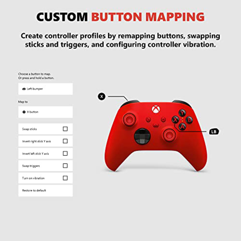 Xbox Wireless Controller for Xbox Series X/S, Xbox One, and Windows 10 Devices, Pulse Red