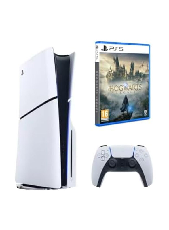 

Sony PlayStation 5 Slim Disc Console, 1TB, With 1 Controller and 1 Game (Hogwarts Legacy), International Version, White