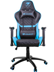 Cougar Gaming Chair Armor One, Steel-Frame, Breathable Pvc Leather, 180° Recliner System, 120Kg Weight Capacity, 2D Adjustable Arm-Rest, Steel 5-Star Base - Sky Blue,3MAOSNXB.0001