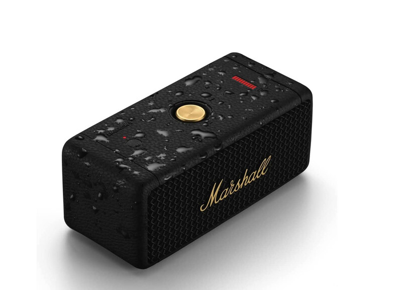 Marshall Emberton II Portable Bluetooth Speakers - Water Resistant Wireless Speakers Portable Speaker 30+ Hour of Playtime - Black and Brass