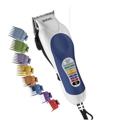 WAHL Color Pro Hair Clipper, Corded Hair Cutting Kit, 8 color-coded attachment combs, Precision ground blades trimmer for men, easy match color corded guard, 9 attachment combs, 79400