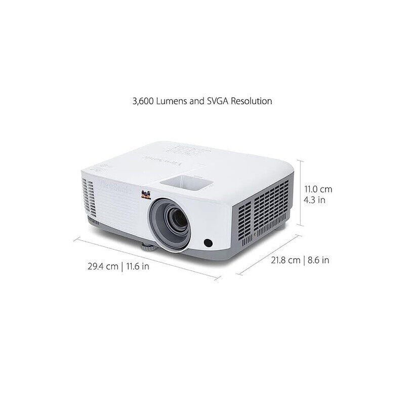 VIEWSONIC PA503S Video Projector 3600 Light Menes ANSI DLP SVGA 800 x 600 PROJECTOR Free Desk, White