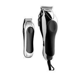 Wahl Deluxe Chrome Pro Hair Cutting Kit, Corded Hair Clipper Kit For Mens Grooming, 12 Comb Attachments, Mini Detailing Trimmer, Self Sharpening Precision Blades With Taper Lever, 79524-1027