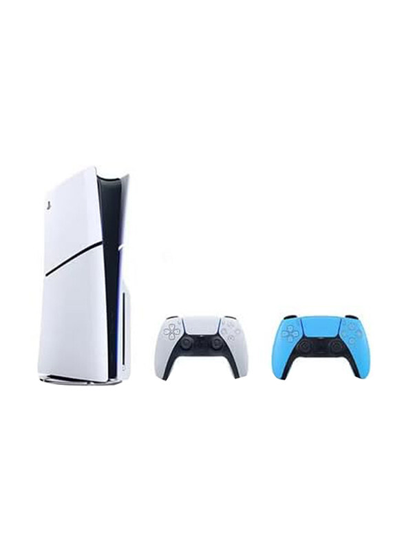 

Sony PlayStation 5 Slim Disc Console, 1TB, With 2 Controllers, International Version, White/Blue