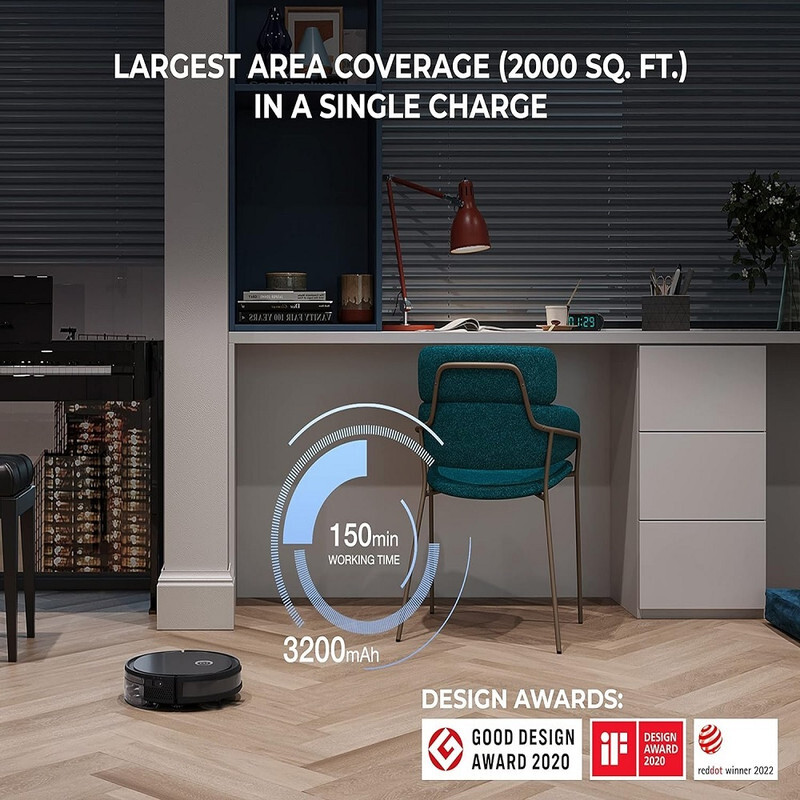 ECOVACS DEEBOT U2 PRO 2-in-1 Robotic Vacuum Cleaner with Mopping, Strong Suction, Smart App Enabled, Google Assistant & Alexa for Hard Floor, Tiles, Carpet & Wood