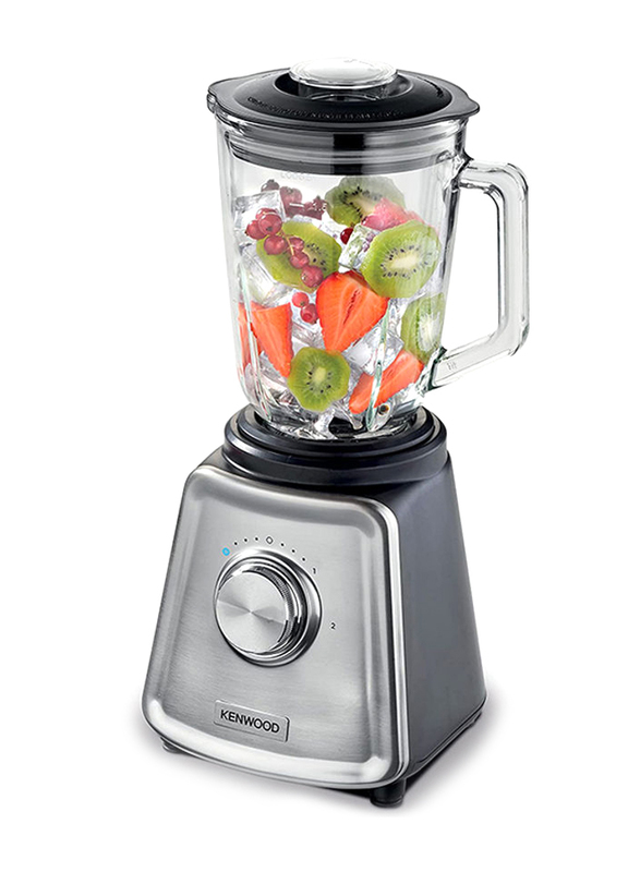 Kenwood 2L Glass Blender Smoothie Maker With Glass Grinder Mill, Meat Grinder/Chopper Mill, Ice Crush Function, 800W, BLP44.270SS, Silver