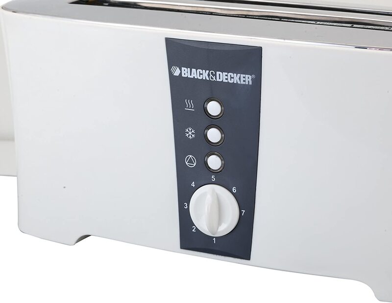 Black+Decker 4 Slice Cool Touch Toaster, 1350W, ET124-B5, White
