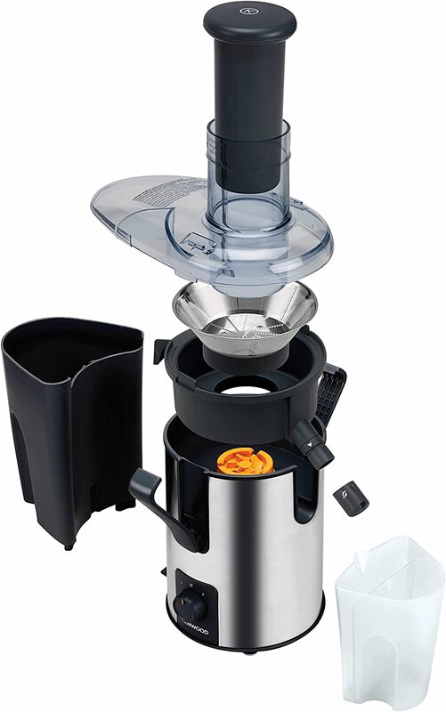 Kenwood Stainless Steel Juice Extractor with 75mm Wide Feed Tube, 700W, JEM50.000BS, Silver/Black