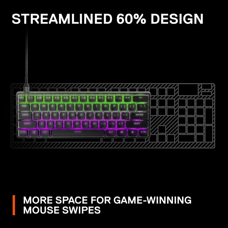 SteelSeries Apex Pro Mini Mechanical Gaming Keyboard, World’s Fastest Keyboard ,Adjustable Actuation , Compact 60% Form Factor ,American (QWERTY) Layout