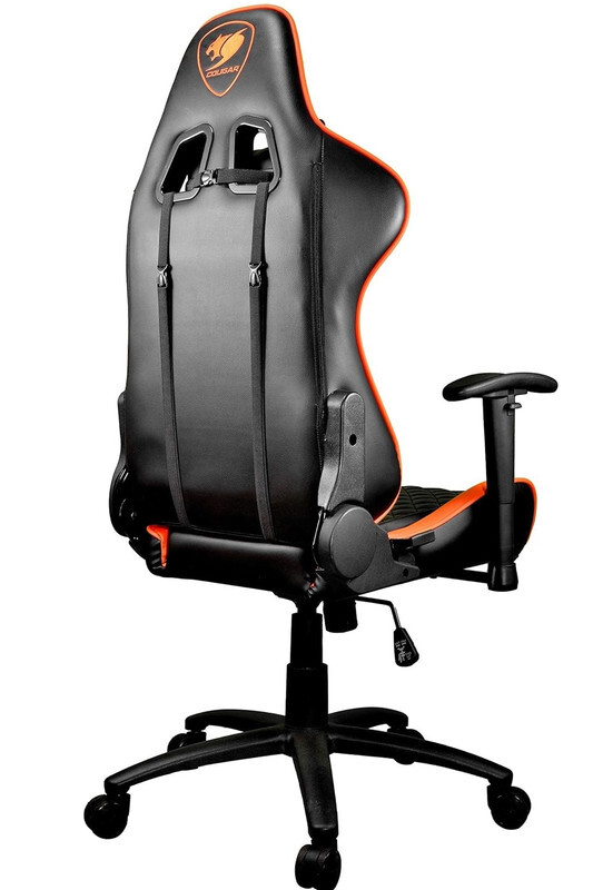 Cougar Gaming Chair Armor One, Steel-Frame, Breathable Pvc Leather, 180° Recliner System, 120Kg Weight Capacity, 2D Adjustable Arm-Rest, Steel 5-Star Base,Orange,3MARONXB.0001