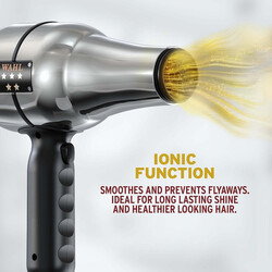 WAHL Barber Dryer, Professional Hair Dryers, Pro Styling Tools, Powerful 2200-Watts, Cool Shot Button, 3 Heat and 2 Speed Settings, 2 Concentrator nozzles, Silver