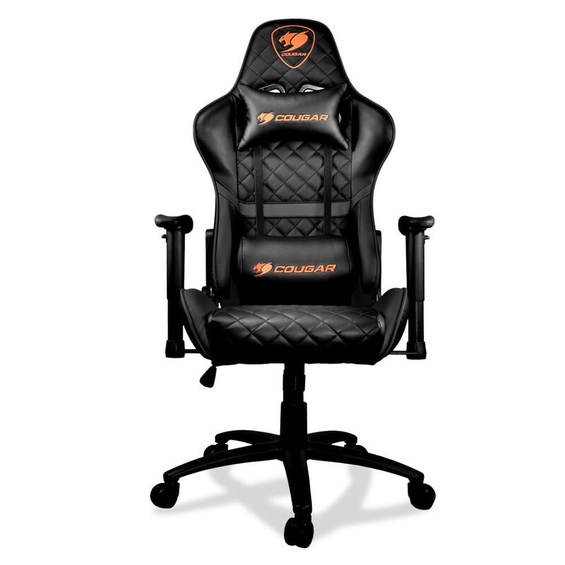 Cougar Gaming Chair Armor One, Steel-Frame, Breathable Pvc Leather, 180° Recliner System, 120Kg Weight Capacity, 2D Adjustable Arm-Rest, Steel 5-Star Base - Black,3MAOBNXB.0003