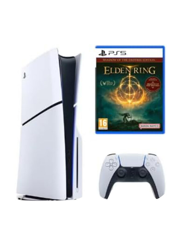 

Sony PlayStation 5 Slim Disc Console, 1TB, With 1 Controller and 1 Game (Elden Ring), International Version, White