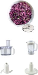 Kenwood Multi-Functional Food Processor with Reversible Stainless Steel Disk Blender Whisk, 800W, Fdp301Wh, White